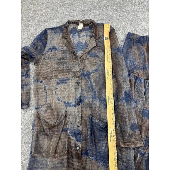 Lilith Jacket Skirt Set Womens Medium Small Blue Brown Mesh Sheer Made in France - Picture 5 of 11